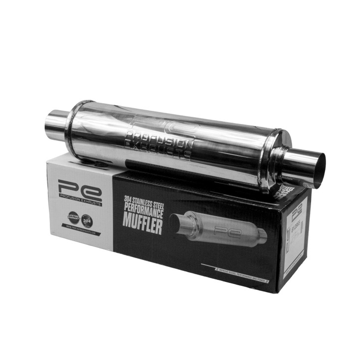 2.5" 63mm 5" Round 18" Profusion 304 Stainless Steel Exhaust Silencer Resonator