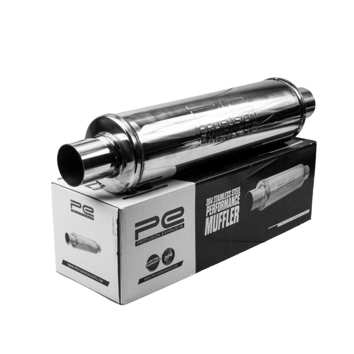 2.5" 63mm 5" Round 18" Profusion 304 Stainless Steel Exhaust Silencer Resonator