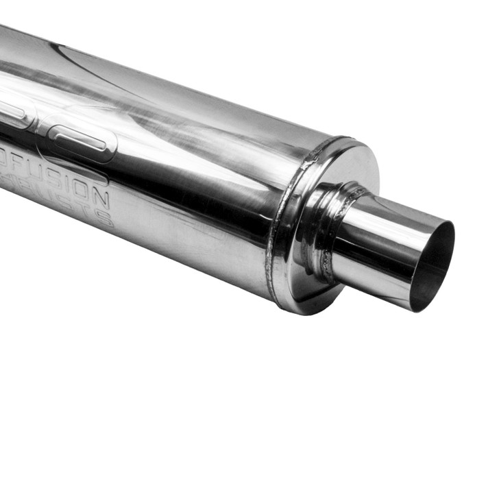 2.5" 63mm 5" Round 18" Profusion 304 Stainless Steel Exhaust Silencer Resonator