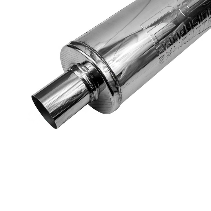 2.25" 57mm 5" Round 14" Profusion 304 Stainless Steel Exhaust Silencer Resonator