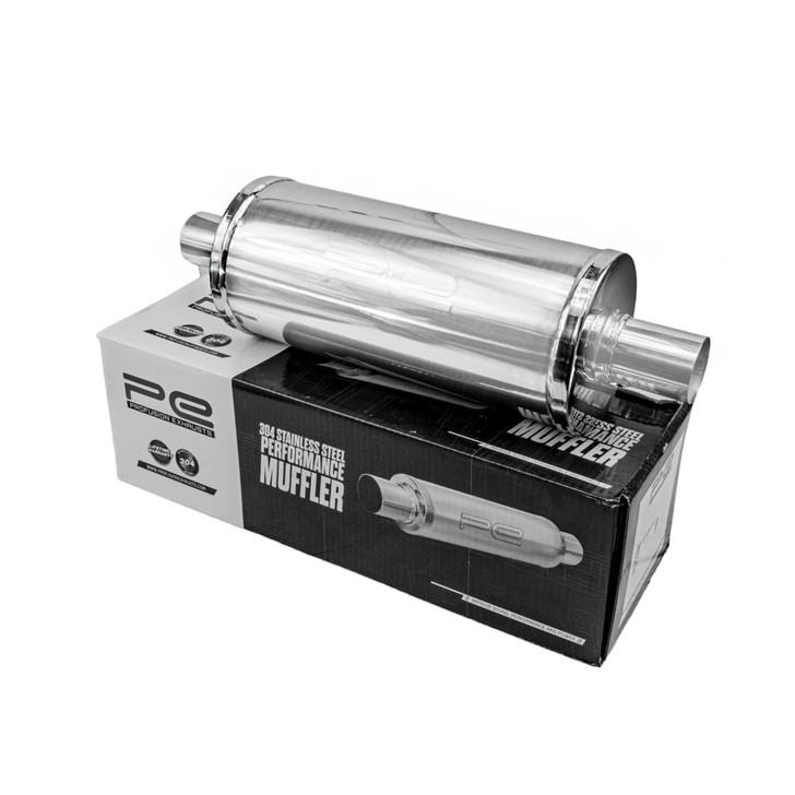 2.5" 63mm 6" Round x 14" Profusion 304 Stainless Steel Exhaust Silencer Muffler