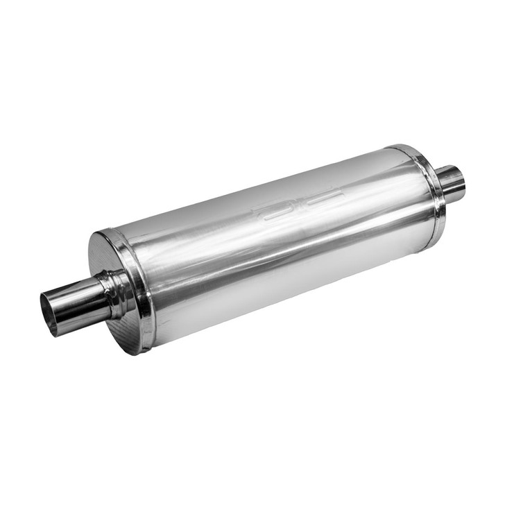 2.25" 57mm 6" Round x 18" Profusion 304 Stainless Steel Exhaust Silencer Muffler