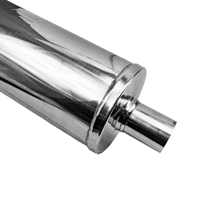 2.25" 57mm 6" Round x 18" Profusion 304 Stainless Steel Exhaust Silencer Muffler