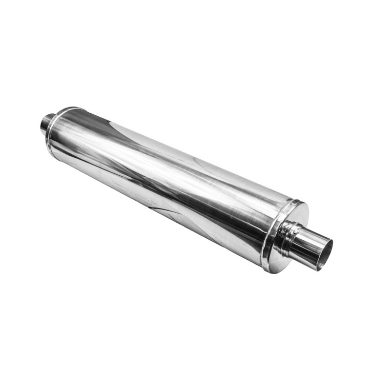 2.5" 63mm 6" Round x 27" Profusion 304 Stainless Steel Exhaust Silencer Muffler