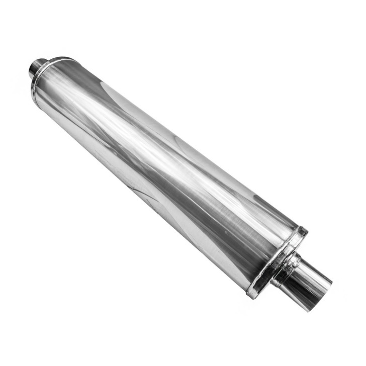 2.5" 63mm 6" Round x 27" Profusion 304 Stainless Steel Exhaust Silencer Muffler