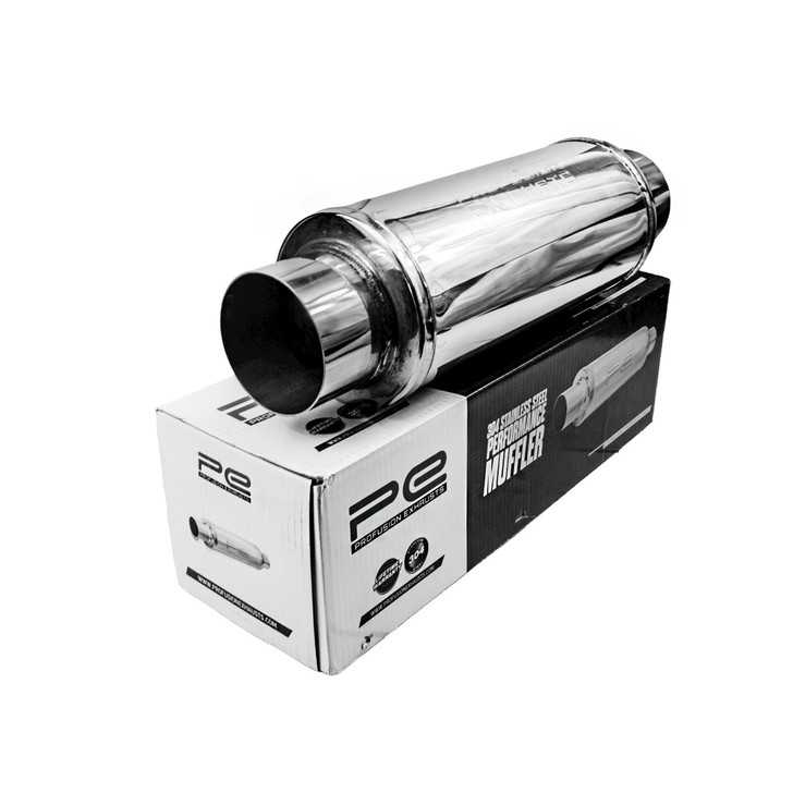 4" 101mm 6" Round x 14" Profusion 304 Stainless Steel Exhaust Silencer Muffler