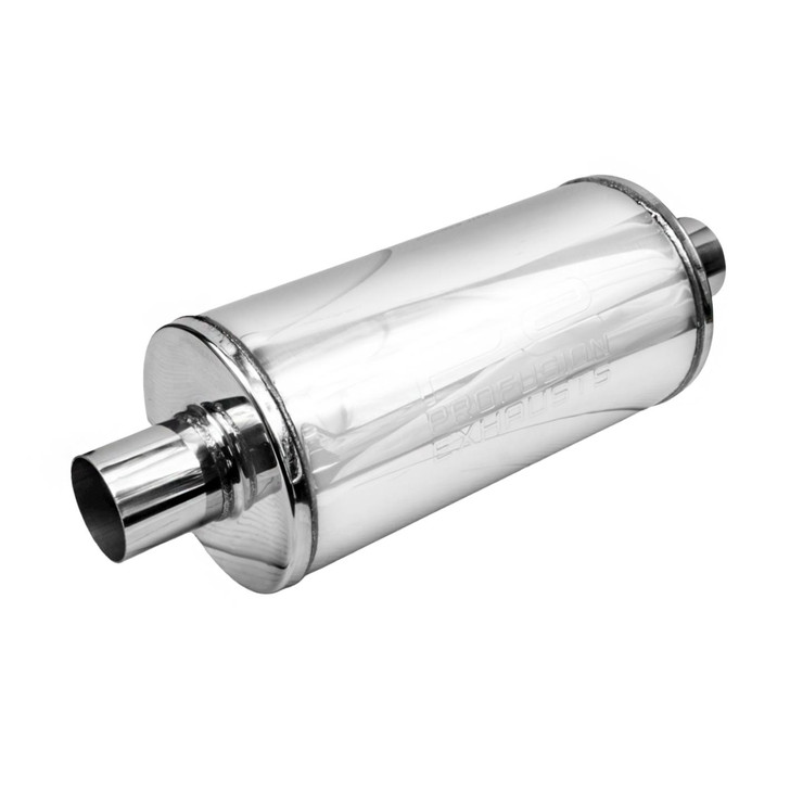 2.25" 57mm 7" Round x 14" Profusion 304 Stainless Steel Exhaust Silencer Muffler