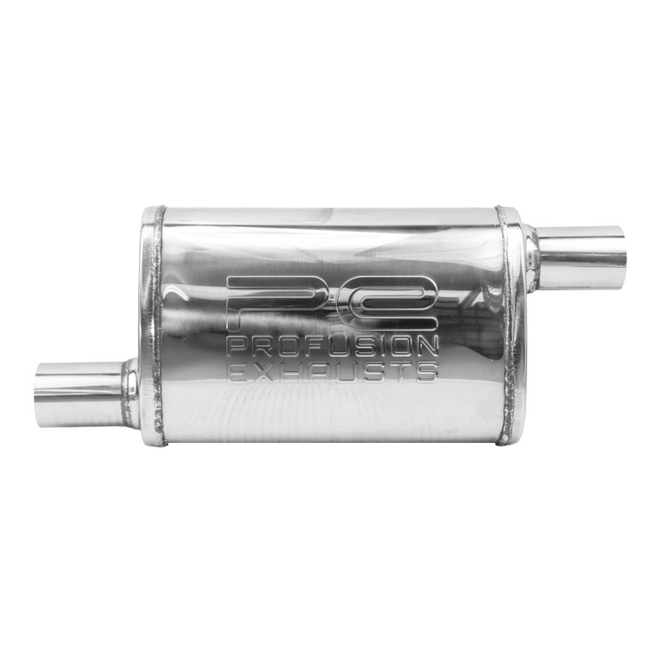 1.75" 45mm 3.5x7" Oval x 14" O/O Profusion 304 Stainless Steel Exhaust Silencer