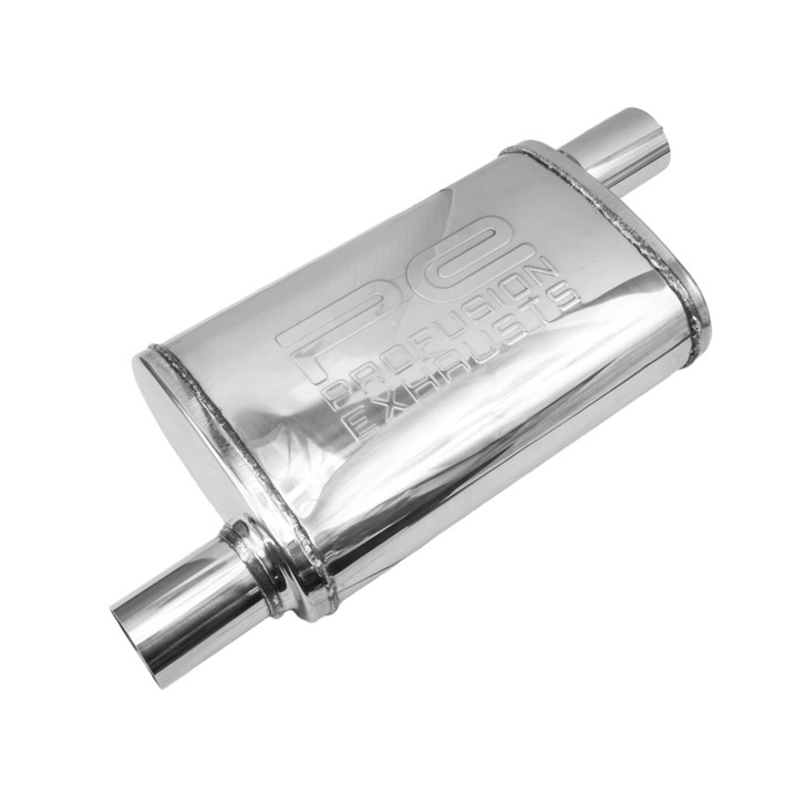 1.75" 45mm 3.5x7" Oval x 14" O/O Profusion 304 Stainless Steel Exhaust Silencer