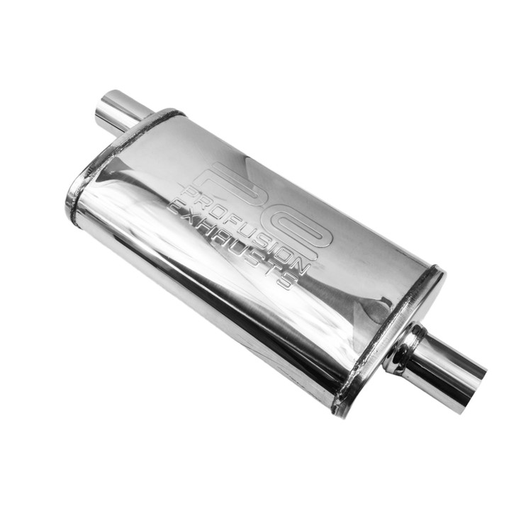 1.75" 45mm 3.5x7" Oval x 14" C/O Profusion 304 Stainless Steel Exhaust Silencer