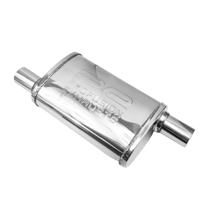 2" 51mm 3.5" x 7" Oval x 11" O/O Profusion 304 Stainless Steel Exhaust Silencer
