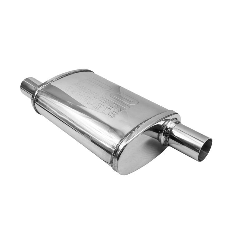 2" 51mm 3.5" x 7" Oval x 11" O/O Profusion 304 Stainless Steel Exhaust Silencer