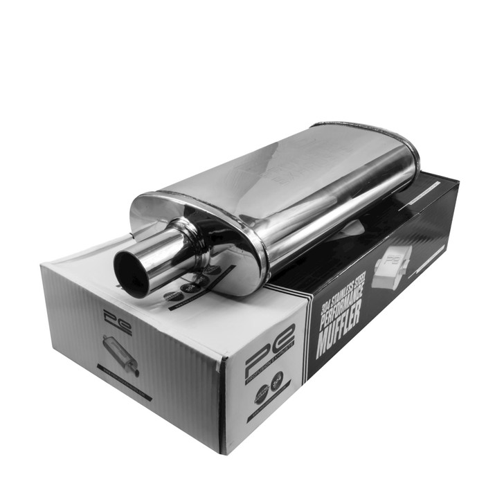 1.75" 45mm 3.5" x 7" Oval x 14" Profusion 304 Stainless Steel Exhaust Silencer