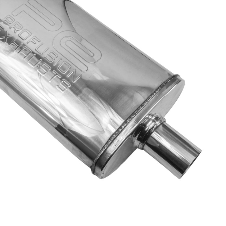 1.75" 45mm 3.5" x 7" Oval x 14" Profusion 304 Stainless Steel Exhaust Silencer