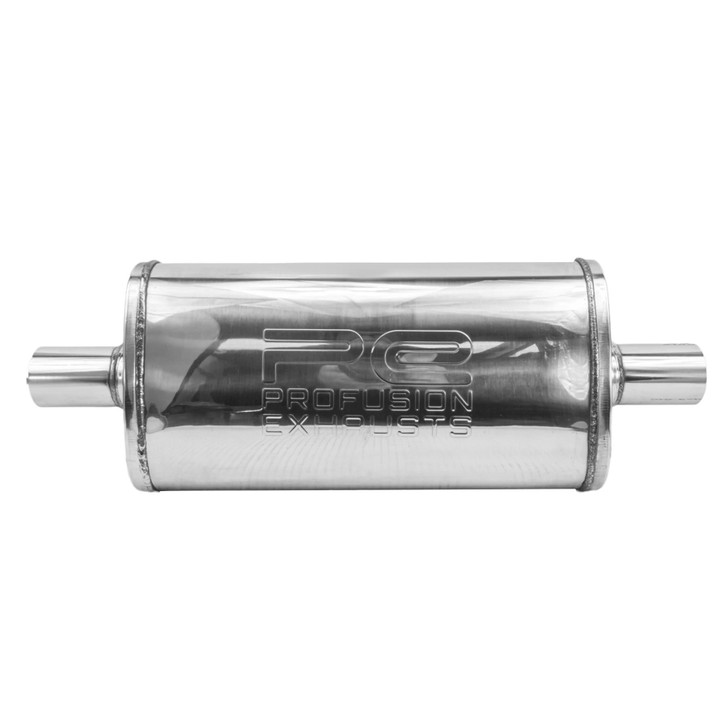 1.75" 45mm 3.5" x 7" Oval x 14" Profusion 304 Stainless Steel Exhaust Silencer