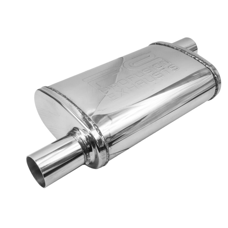 2" 51mm 3.5" x 7" Oval x 14" O/O Profusion 304 Stainless Steel Exhaust Silencer