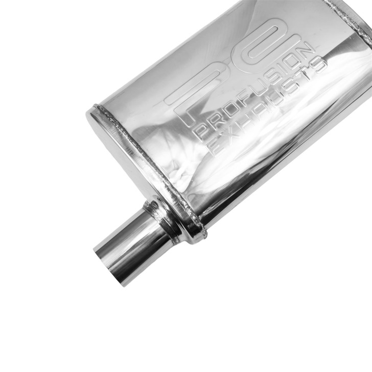 2" 51mm 3.5" x 7" Oval x 14" O/O Profusion 304 Stainless Steel Exhaust Silencer