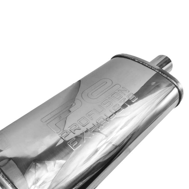 2" 51mm 3.5" x 7" Oval x 14" Profusion 304 Stainless Steel Exhaust Silencer