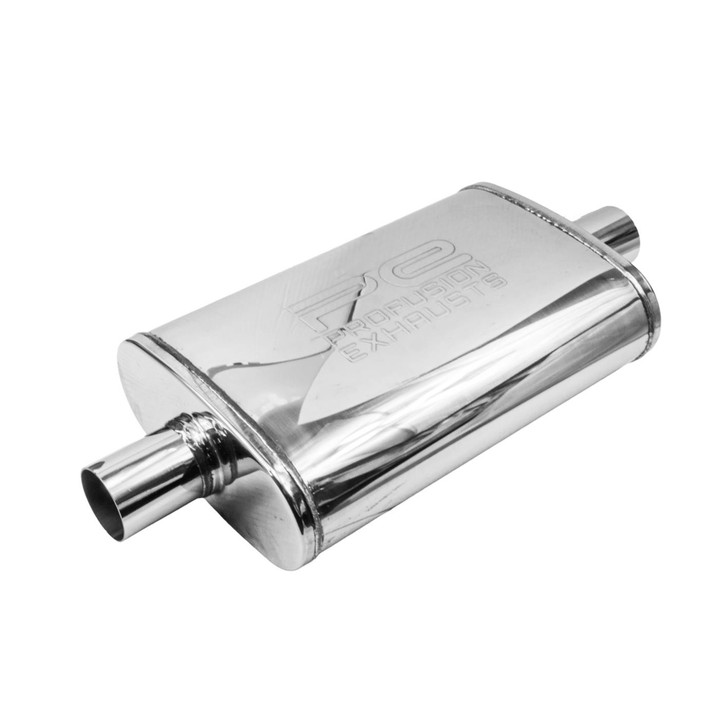 2.5" 63mm 4" x 9" Oval x 14" Profusion 304 Stainless Steel Exhaust Silencer