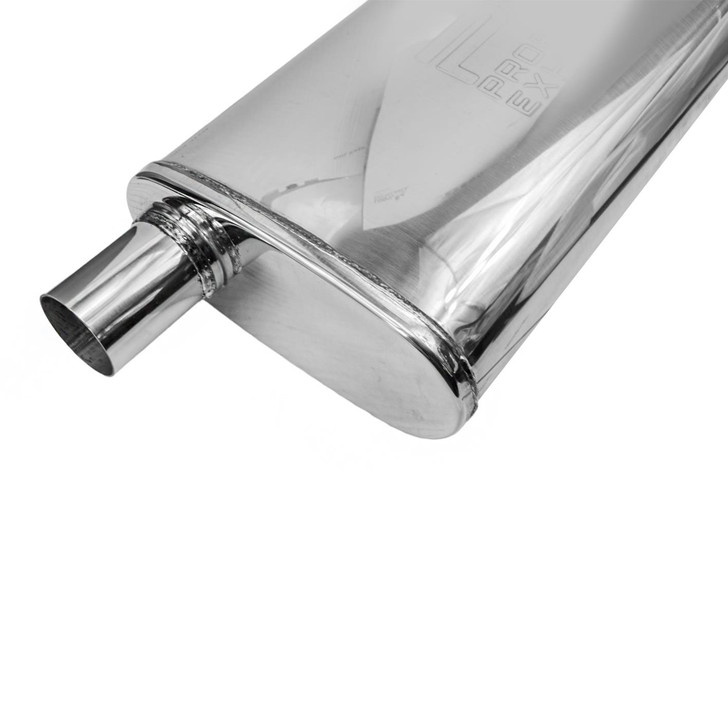 2.5" 63mm 4" x 9" Oval x 18" C/O Profusion 304 Stainless Steel Exhaust Silencer