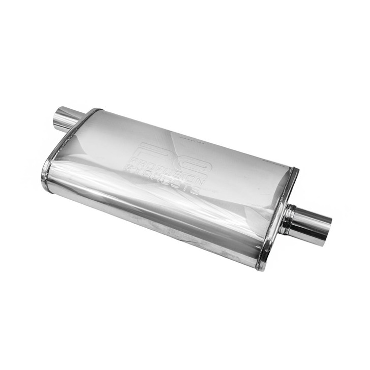 2.5" 63mm 4" x 9" Oval x 18" C/O Profusion 304 Stainless Steel Exhaust Silencer