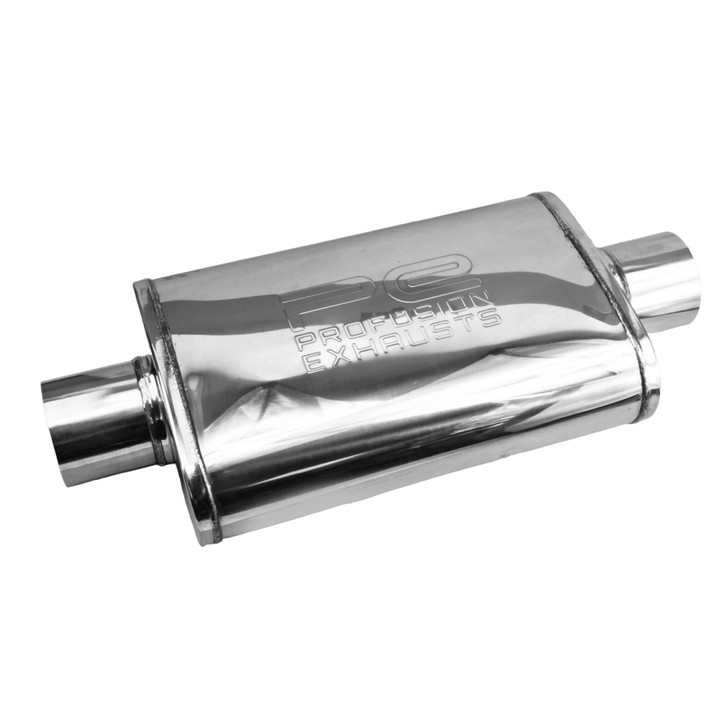 3" 76mm 4" x 9" Oval x 14" Profusion 304 Stainless Steel Exhaust Silencer