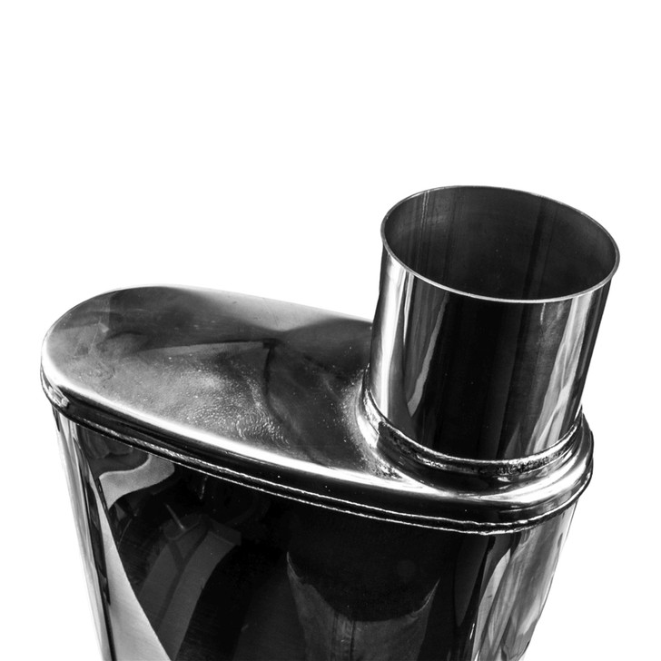 3" 76mm 4" x 9" Oval x 18" C/O Profusion 304 Stainless Steel Exhaust Silencer