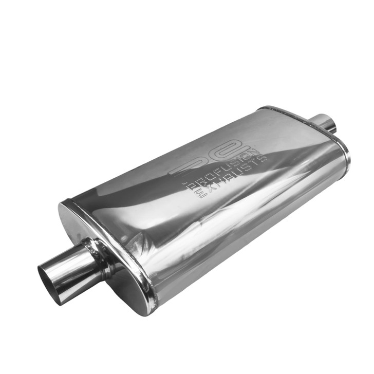 2.25" 57mm 4" x 9" Oval x 18" Profusion 304 Stainless Steel Exhaust Silencer