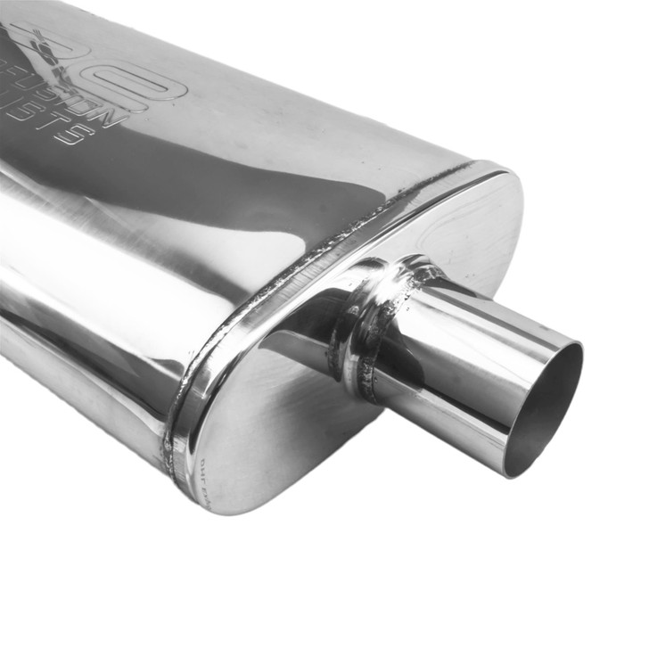 2" 51mm 4" x 9" Oval x 18" Profusion 304 Stainless Steel Exhaust Silencer