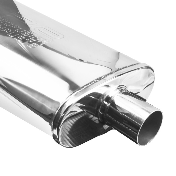 2" 51mm 4" x 9" Oval x 18" Profusion 304 Stainless Steel Exhaust Silencer