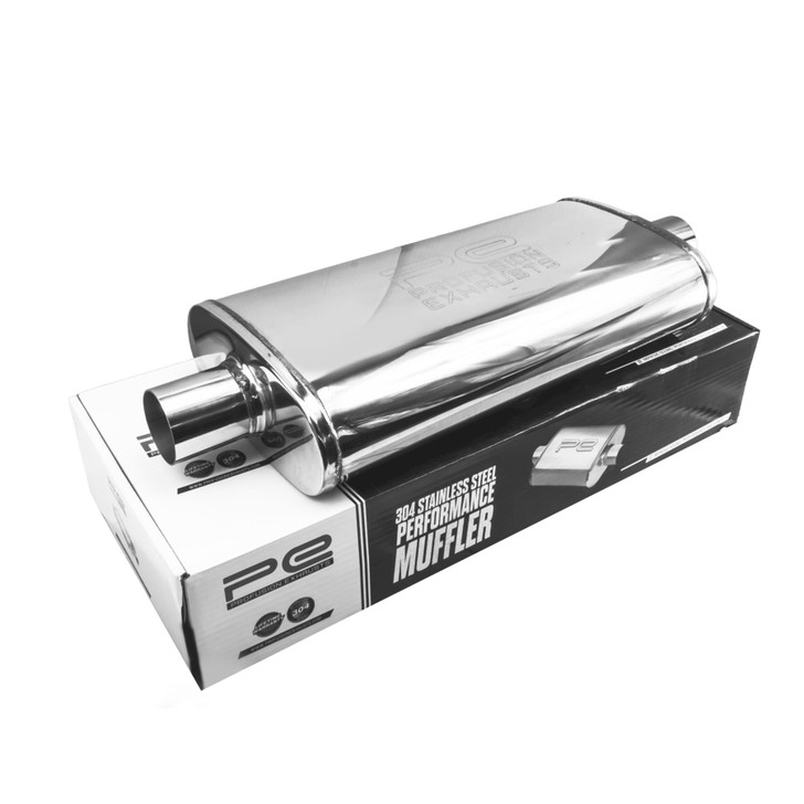 3" 76mm 4" x 9" Oval x 18" Profusion 304 Stainless Steel Exhaust Silencer