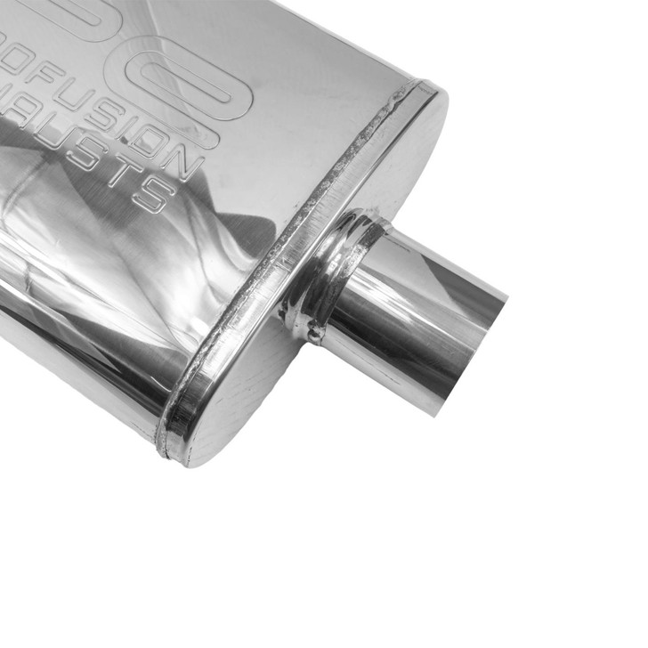 2" 51mm 4" x 9" Oval x 11" C/O Profusion 304 Stainless Steel Exhaust Silencer