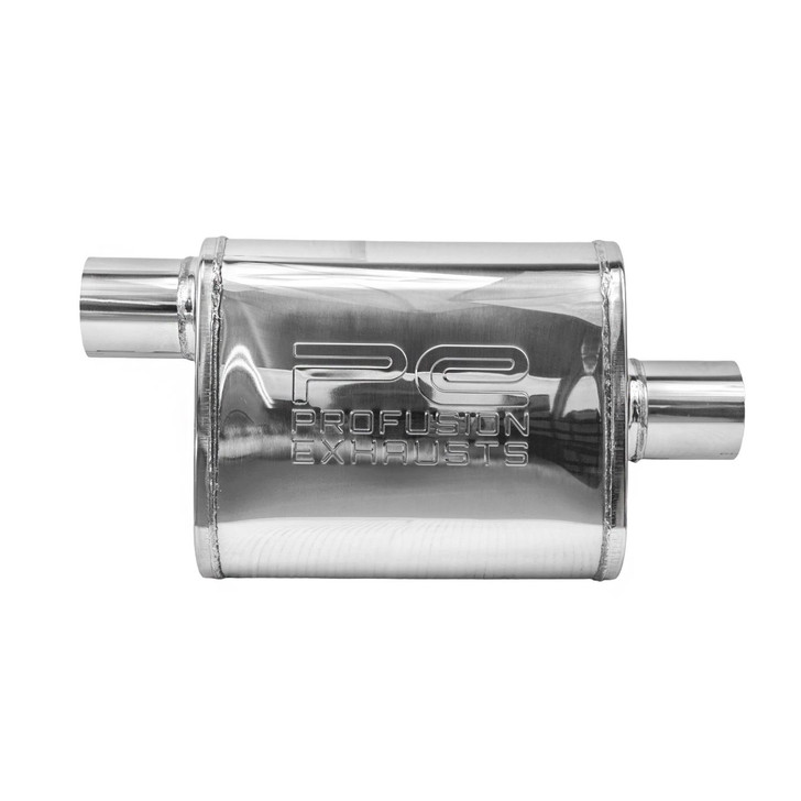 2" 51mm 4" x 9" Oval x 11" C/O Profusion 304 Stainless Steel Exhaust Silencer