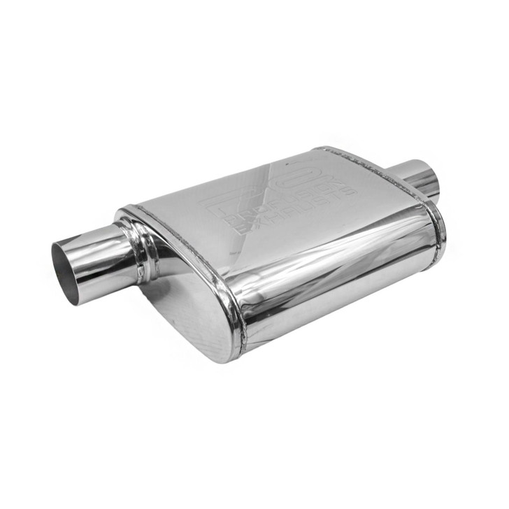 2" 51mm 4" x 9" Oval x 11" C/O Profusion 304 Stainless Steel Exhaust Silencer