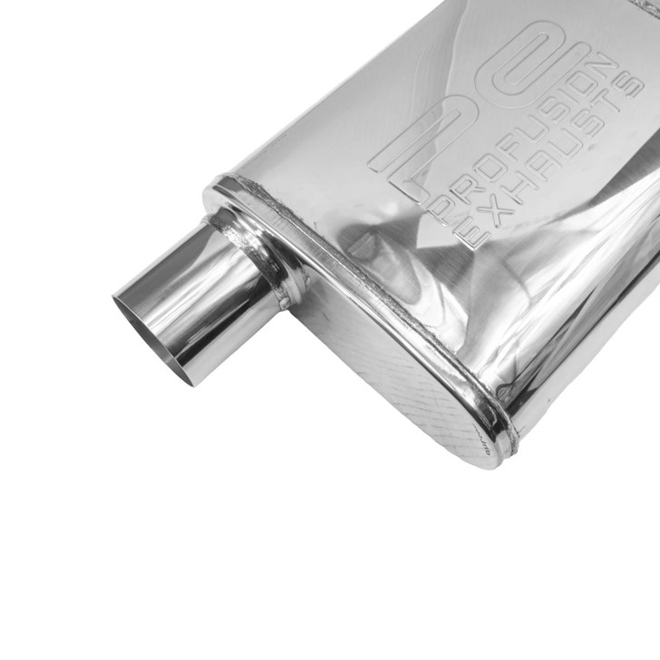 2" 51mm 4" x 9" Oval x 11" C/O Profusion 304 Stainless Steel Exhaust Silencer