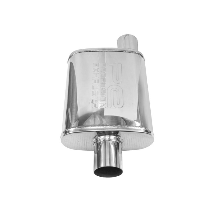2" 51mm 4" x 9" Oval x 11" C/O Profusion 304 Stainless Steel Exhaust Silencer