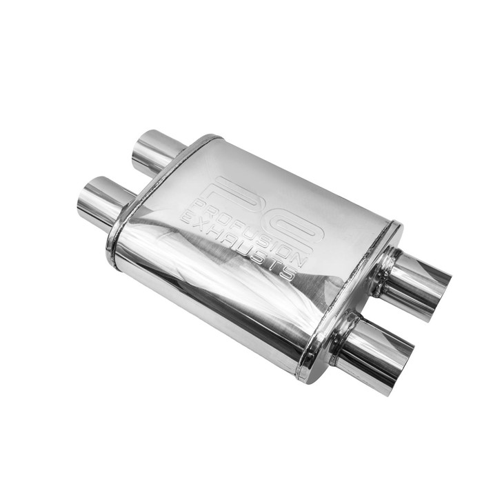 2.5" 63mm 4" x 9" Oval x 11" D/D Profusion 304 Stainless Steel Exhaust Silencer