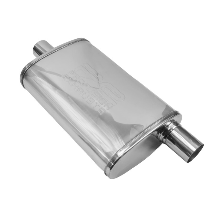 2" 51mm 4" x 9" Oval x 14" C/O Profusion 304 Stainless Steel Exhaust Silencer