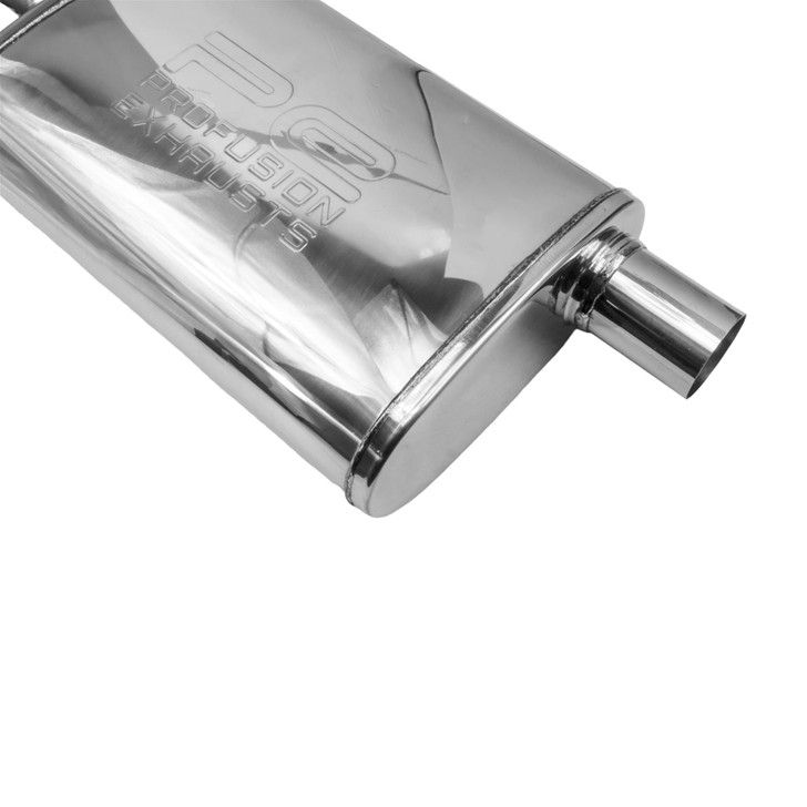 2" 51mm 4" x 9" Oval x 14" C/O Profusion 304 Stainless Steel Exhaust Silencer