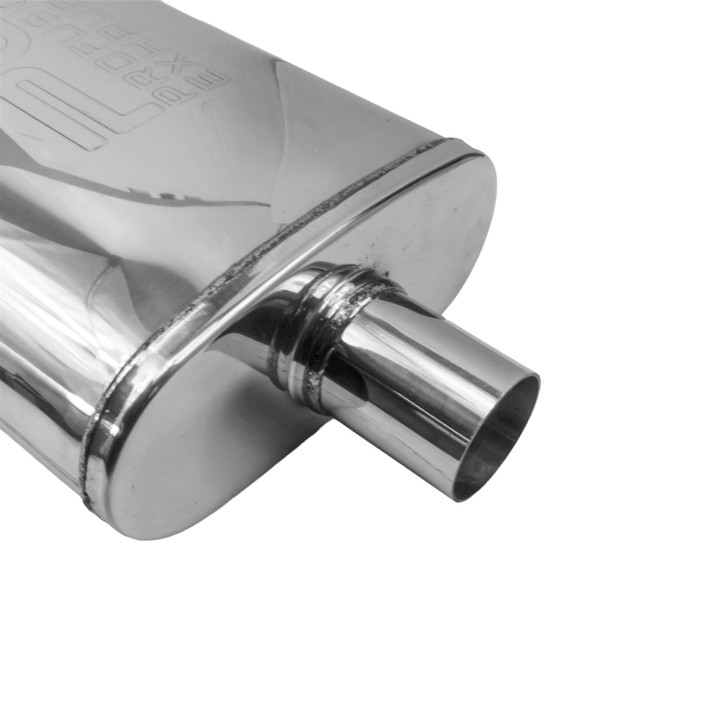 2" 51mm 4" x 9" Oval x 14" C/O Profusion 304 Stainless Steel Exhaust Silencer