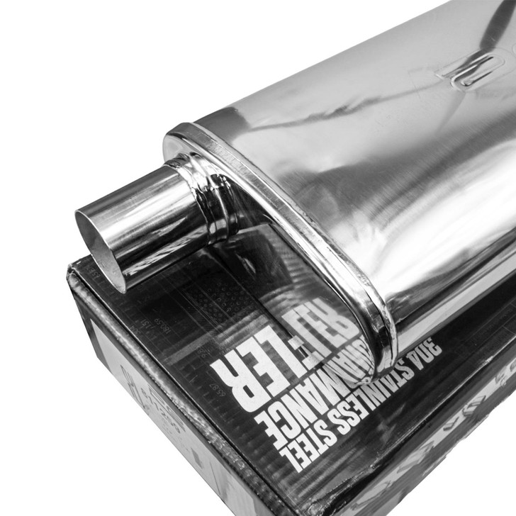 2" 51mm 4" x 9" Oval x 18" O/O Profusion 304 Stainless Steel Exhaust Silencer