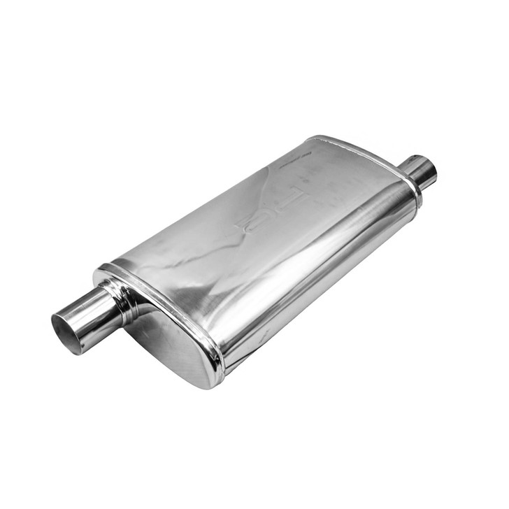 2" 51mm 4" x 9" Oval x 18" O/O Profusion 304 Stainless Steel Exhaust Silencer