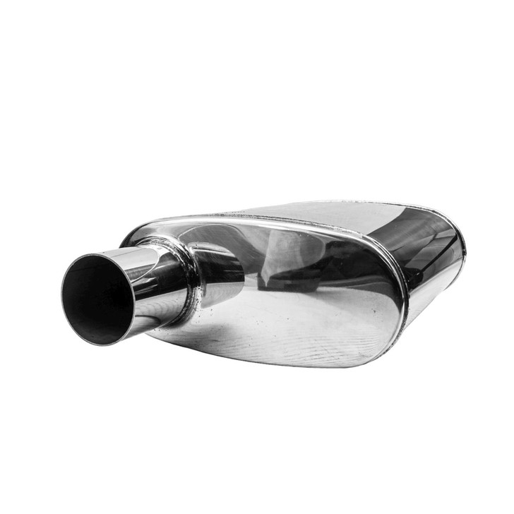 2.5" 63mm 4" x 9" Oval x 11" O/O Profusion 304 Stainless Steel Exhaust Silencer