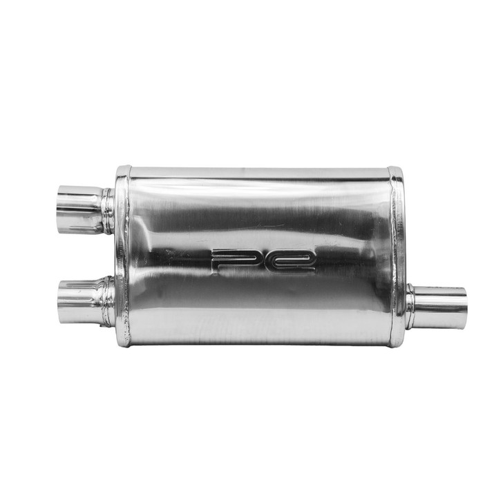 2.5" 63mm 4" x 9" Oval x 14" S/D Profusion 304 Stainless Steel Exhaust Silencer