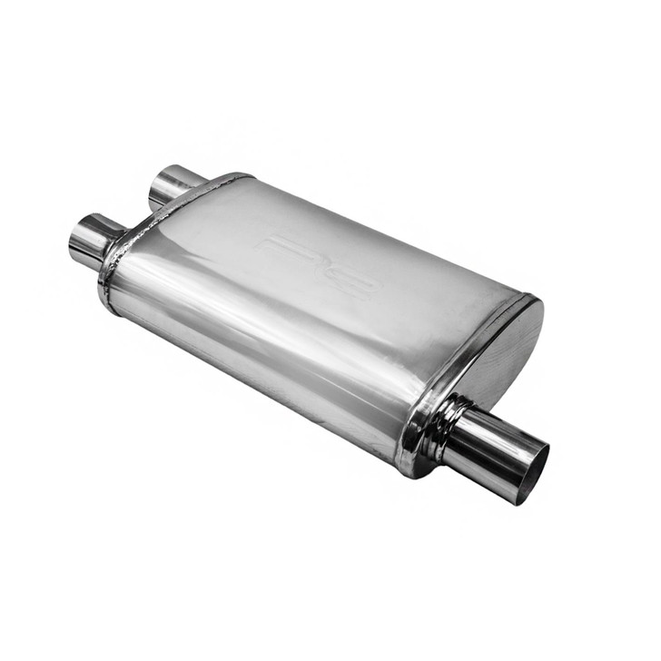 2.5" 63mm 4" x 9" Oval x 14" S/D Profusion 304 Stainless Steel Exhaust Silencer