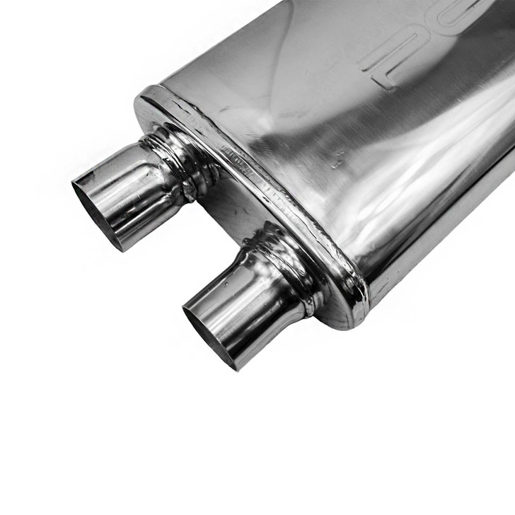 2.5" 63mm 4" x 9" Oval x 14" S/D Profusion 304 Stainless Steel Exhaust Silencer