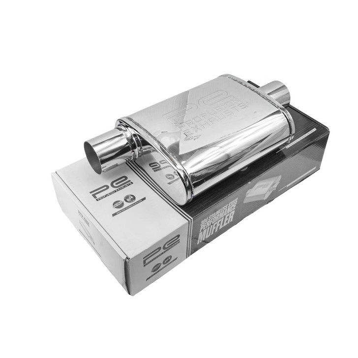 2.5" 63mm 4" x 9" Oval x 11" C/O Profusion 304 Stainless Steel Exhaust Silencer