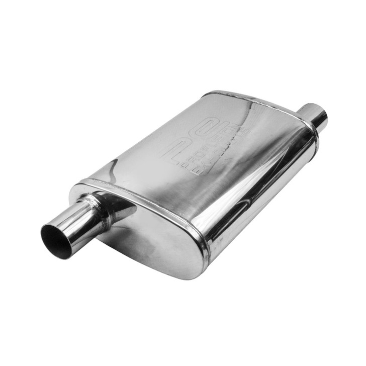 2" 51mm 4" x 9" Oval x 14" O/O Profusion 304 Stainless Steel Exhaust Silencer