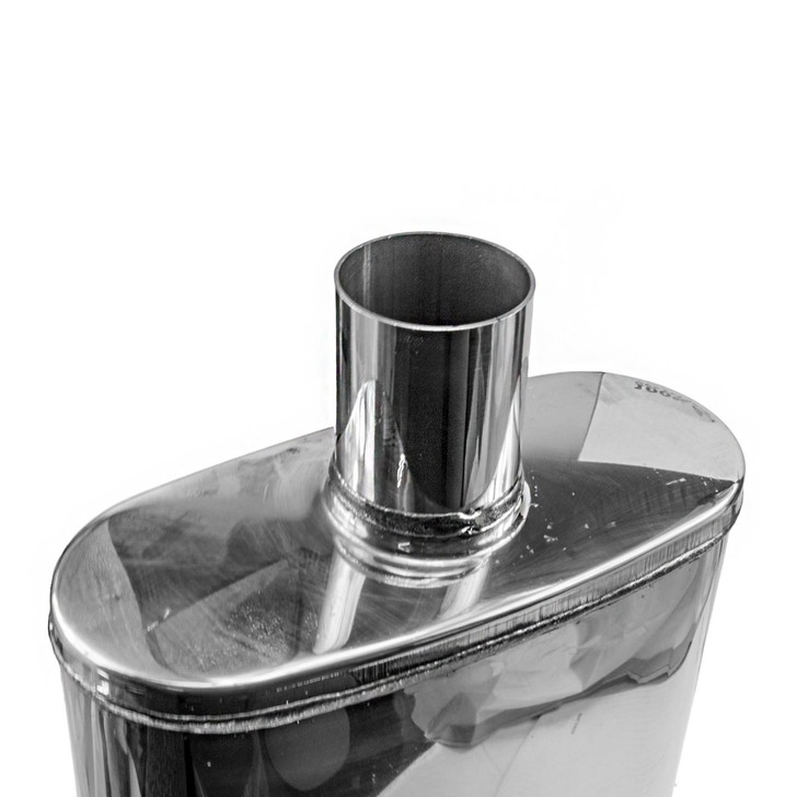 2" 51mm 4" x 9" Oval x 14" Profusion 304 Stainless Steel Exhaust Silencer