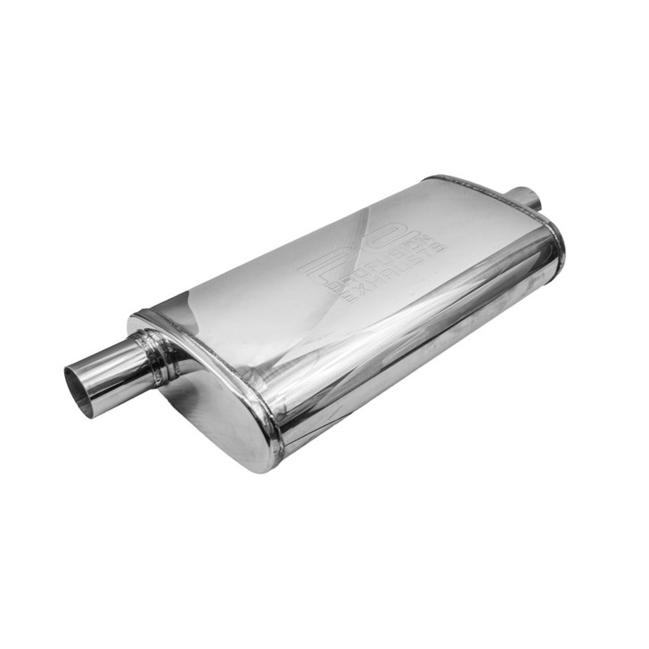 2" 51mm 4" x 9" Oval x 18" C/O Profusion 304 Stainless Steel Exhaust Silencer